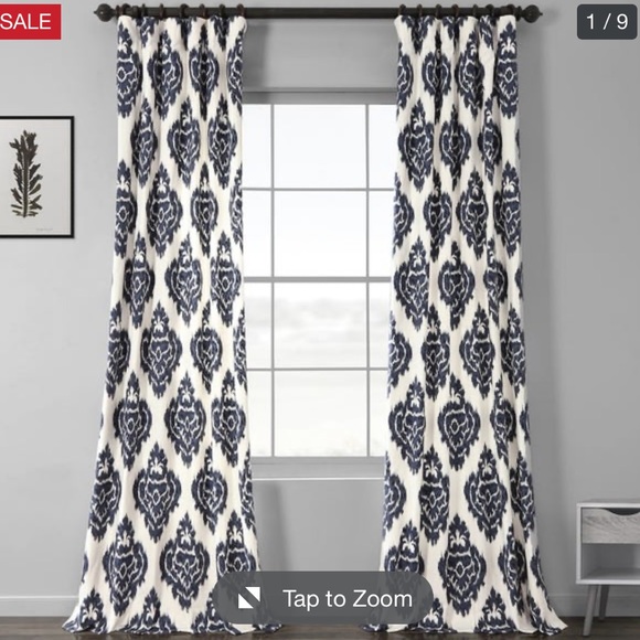 Accents | Pair Of 2 Navy And White Ikat Print 84 Curtains | Poshmark